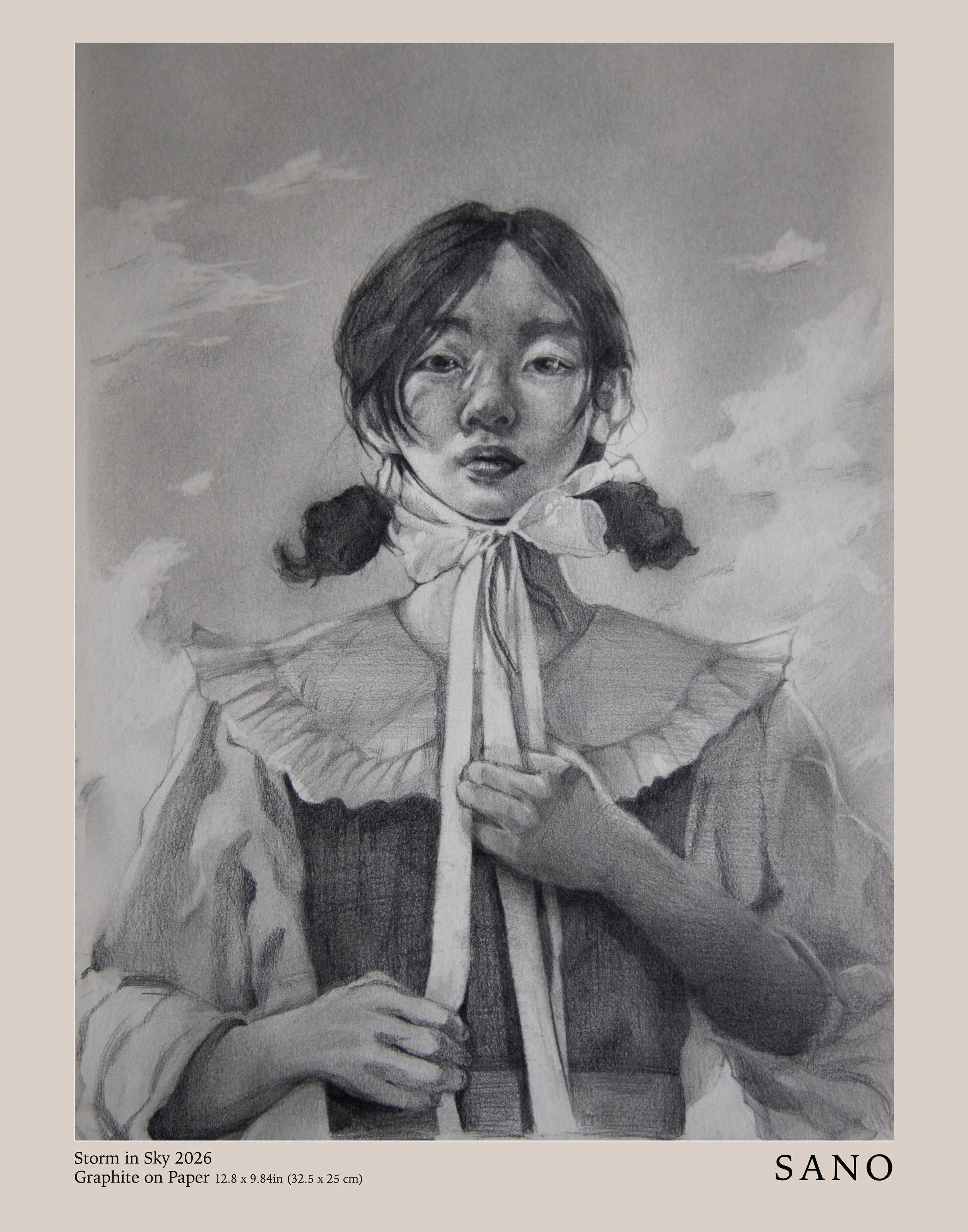 Storm in Sky /
Graphite on Paper / 
12.8 x 9.84 in (32.5 x 25 cm)