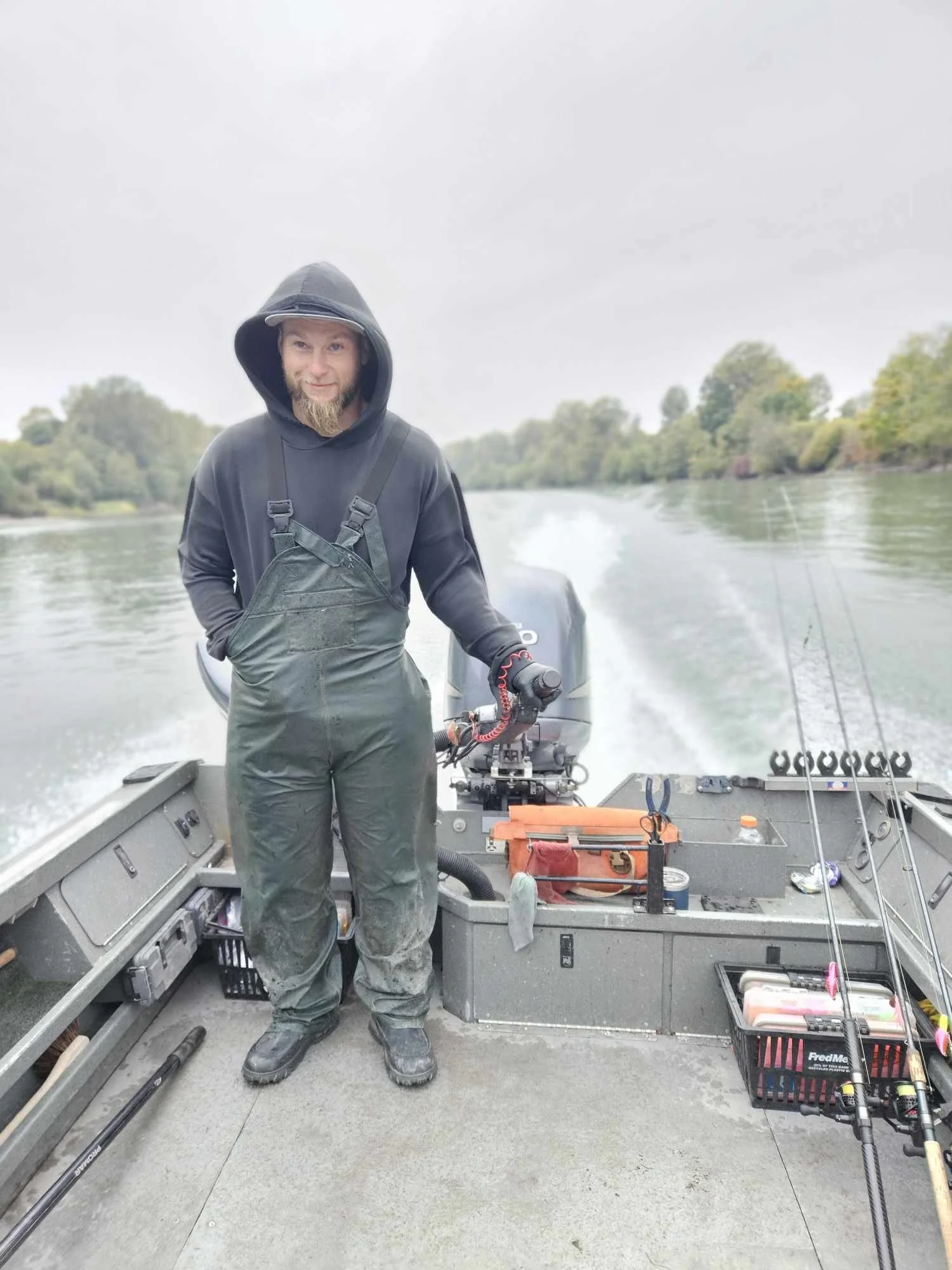 Neils controlling the boat.