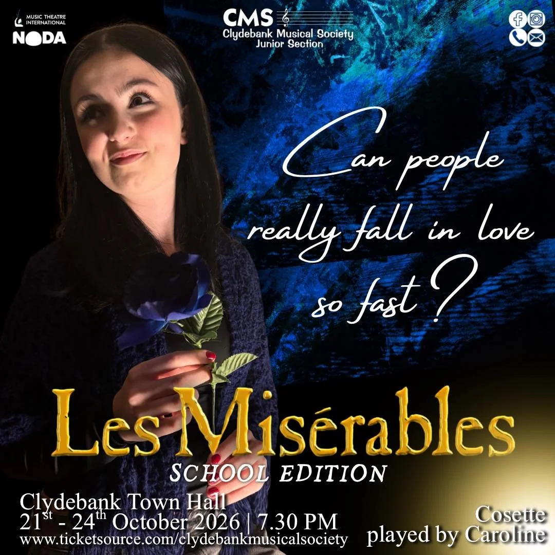 &ldquo;Can people really fall in love so fast?&rdquo; 🌹💙

In the darkness of Paris, hope and love begin to bloom.

Caroline stars as Cosette in Les Mis&eacute;rables School Edition.

Do you believe in love at first sight? ❤️

🎟️ www.ticketsource.c
