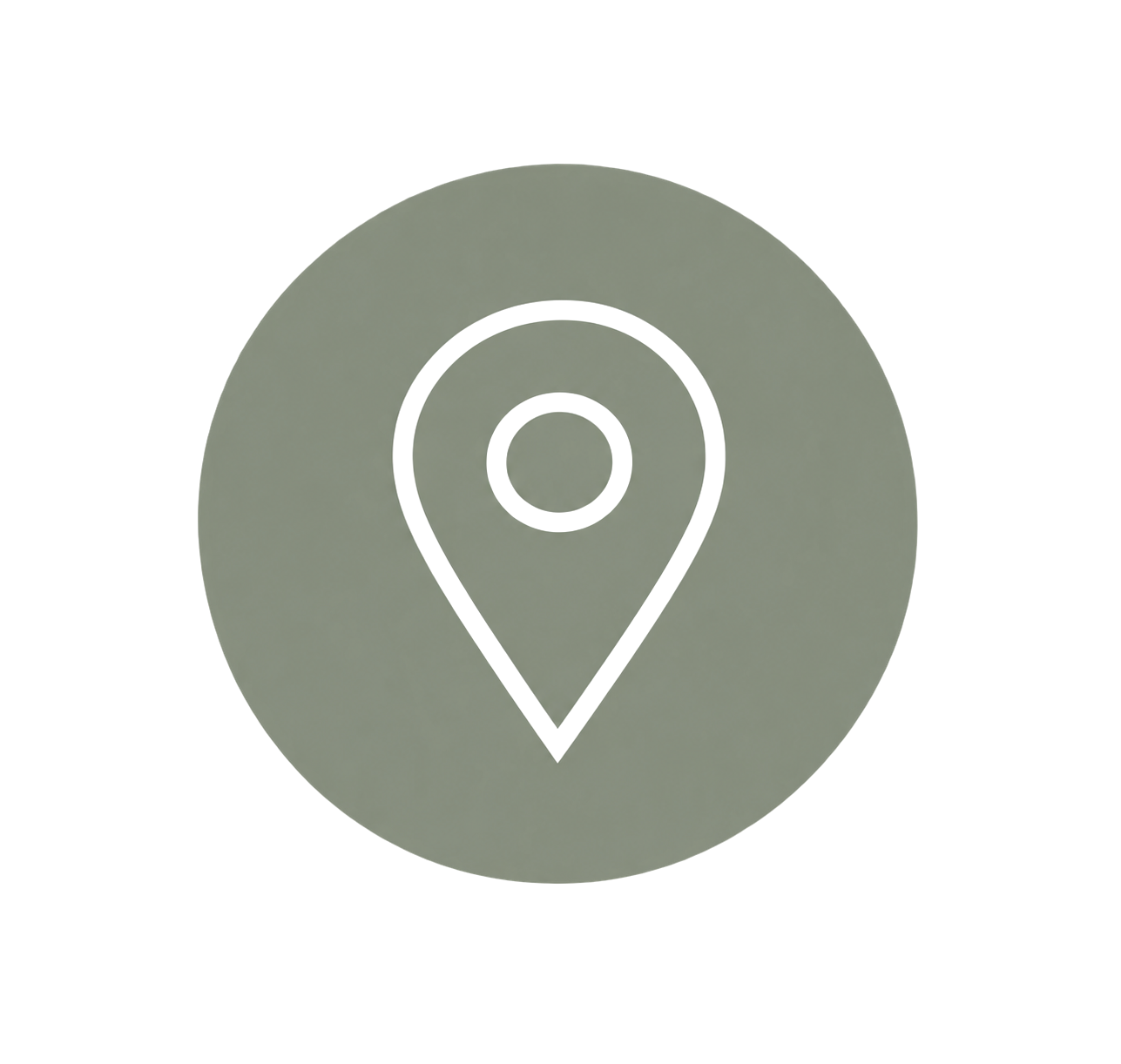 Map marker icon on a gray circular background
