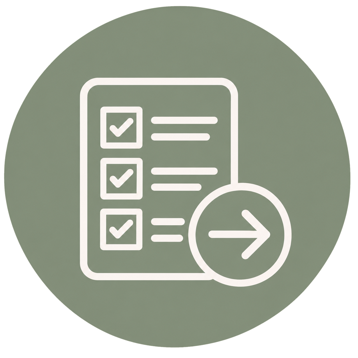 CLEARED. Business Support.  Checklist with three checked boxes and a right arrow symbol.