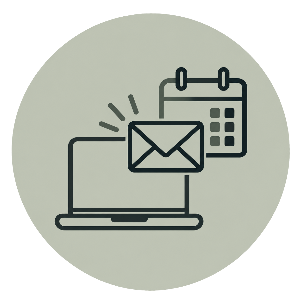 Email icon with a laptop and calendar in the background.