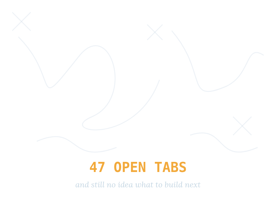 Illustration of scattered search tabs representing tutorial hell