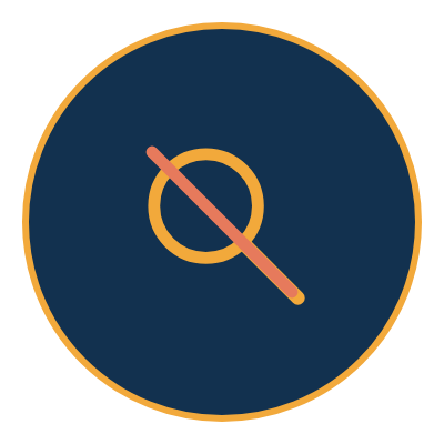 Magnifying glass with slash icon representing the anti-rabbit-hole system