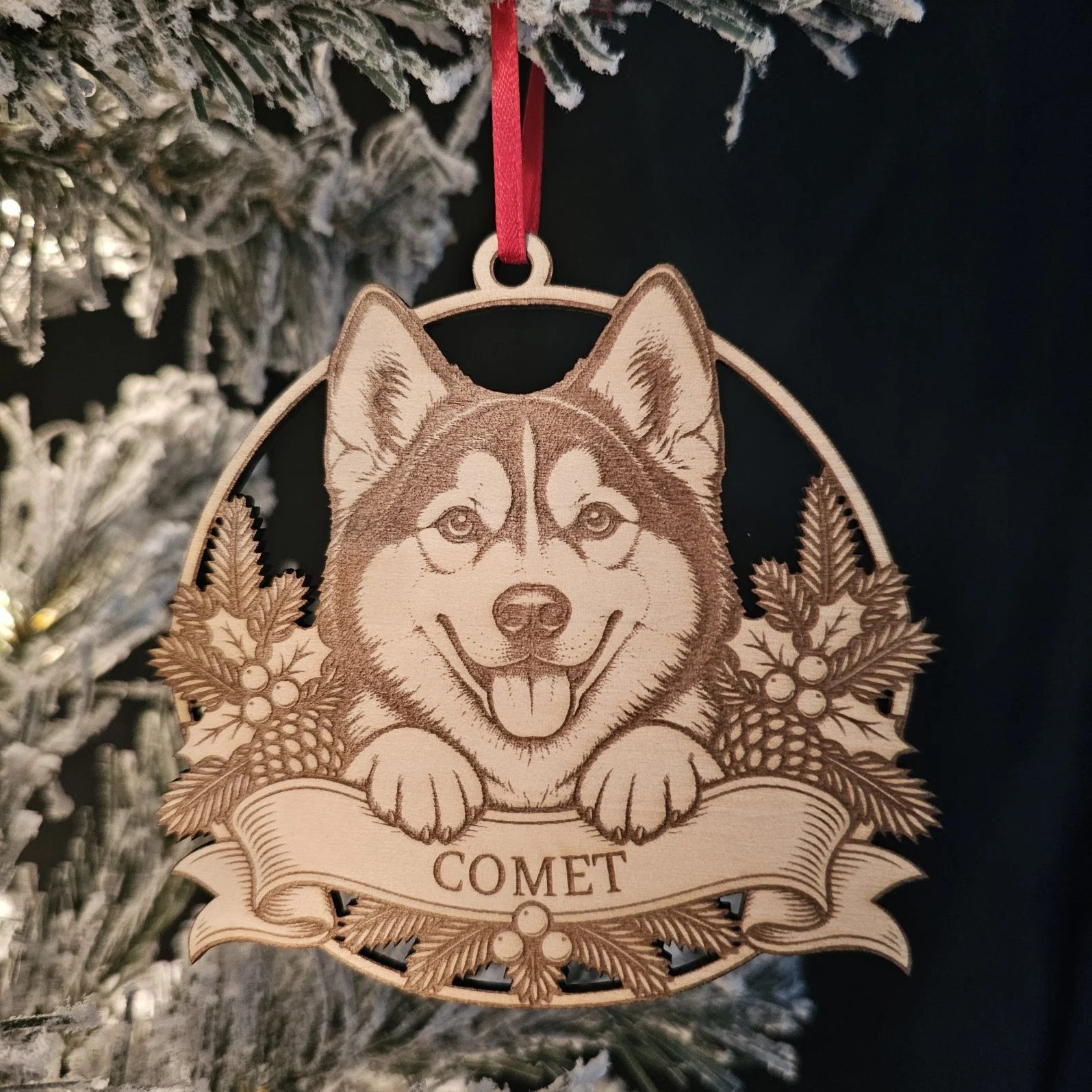 Personalized Dog Breed Christmas Ornament | Laser Engraved Wood Keepsake