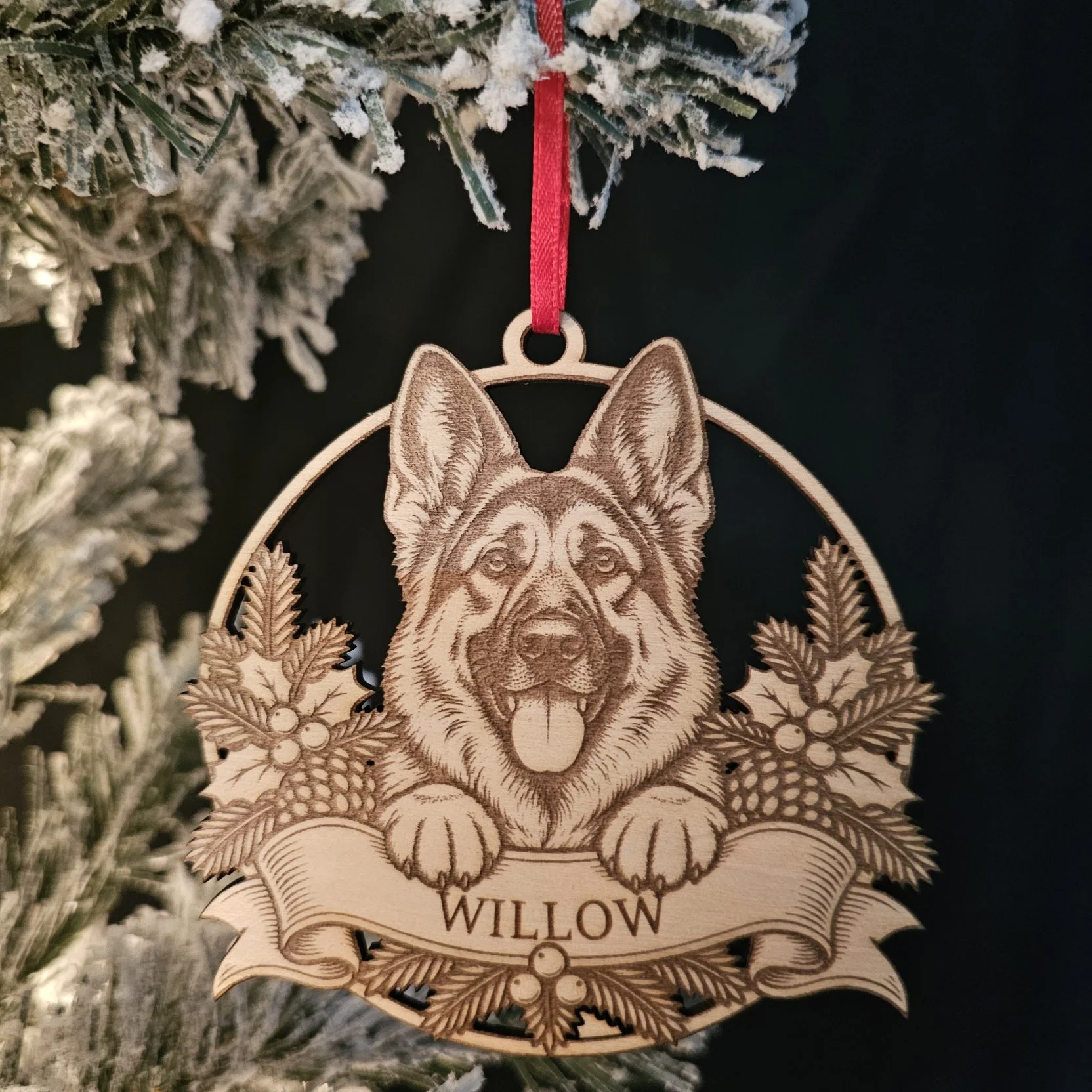 Personalized Dog Breed Christmas Ornament | Laser Engraved Wood Keepsake
