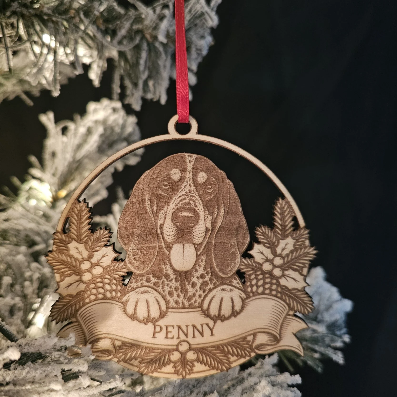 Personalized Dog Breed Christmas Ornament | Laser Engraved Wood Keepsake