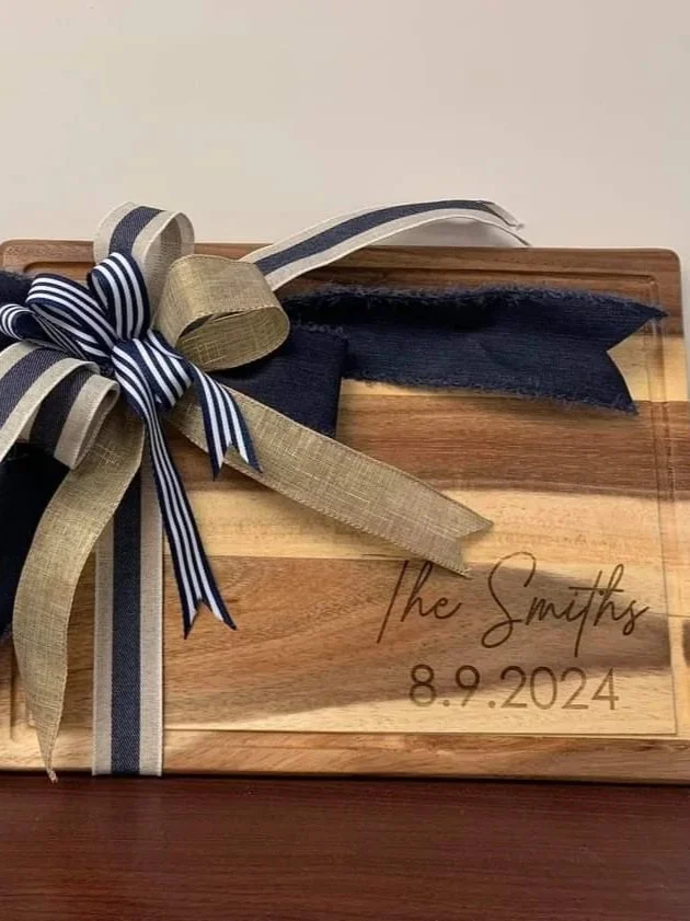 Engraved cutting board personalized for wedding gift