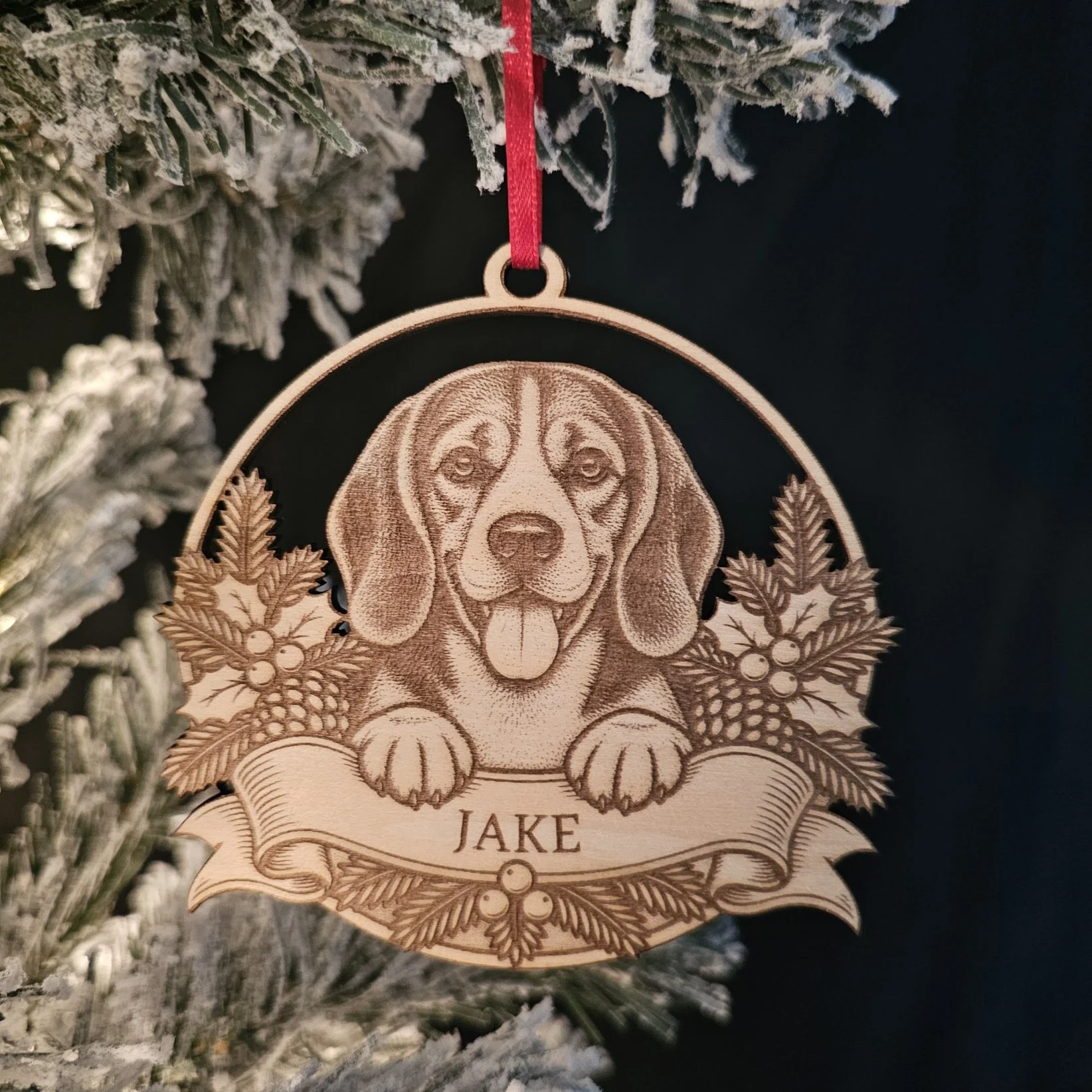 Personalized Dog Breed Christmas Ornament | Laser Engraved Wood Keepsake