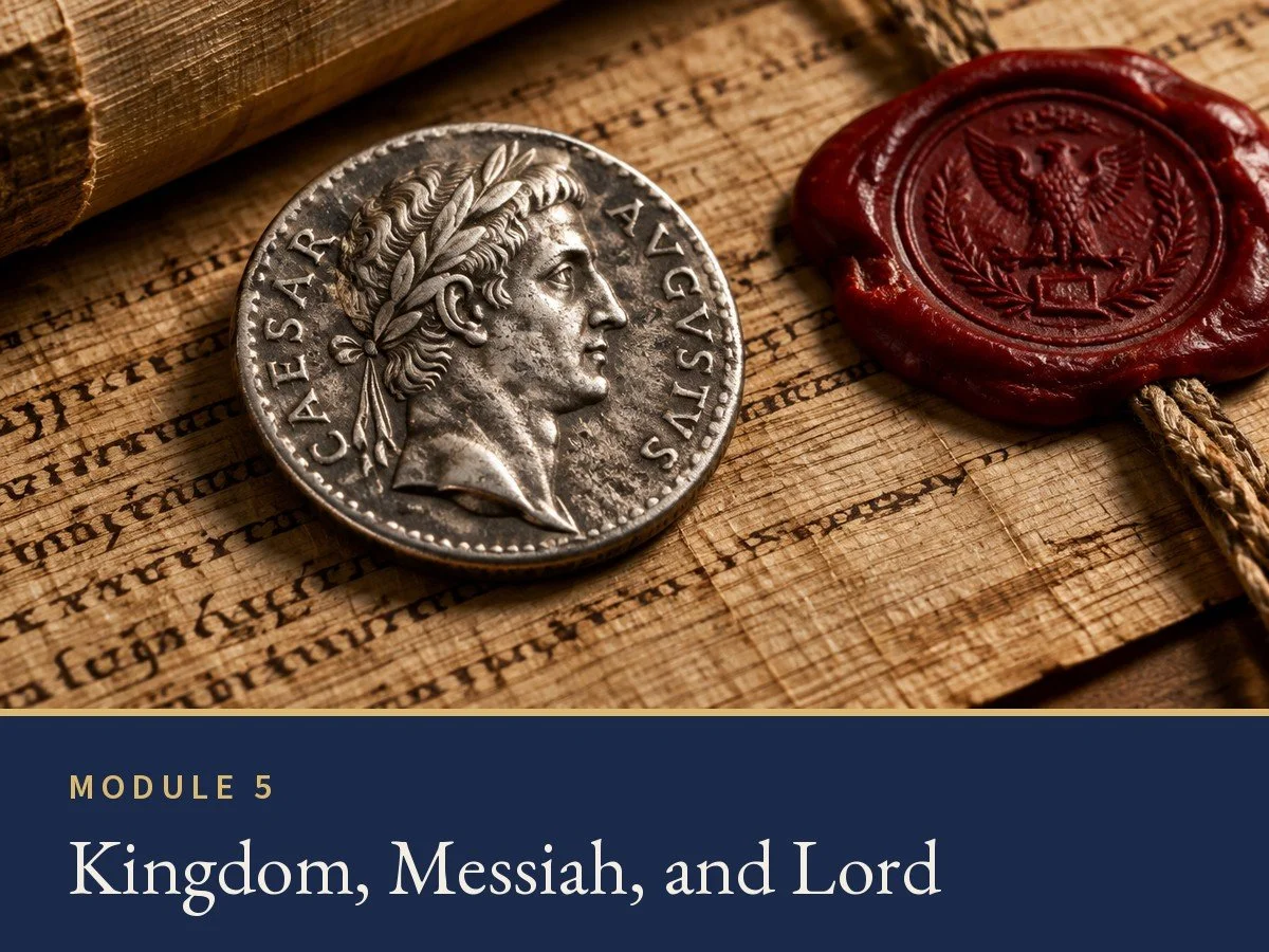 Basileia, Christos, and Kyrios heard against the backdrop of Caesar and Israel's hope.