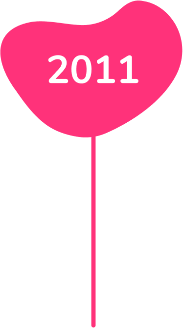 Pink heart-shaped balloon with the year 2011 written inside, attached to a string.