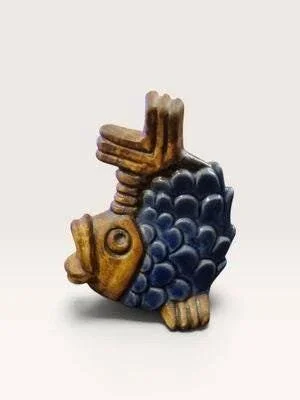 Willi Fischer for EGO Stengods Lidköping - Vintage Stoneware Fish Figurine (1960