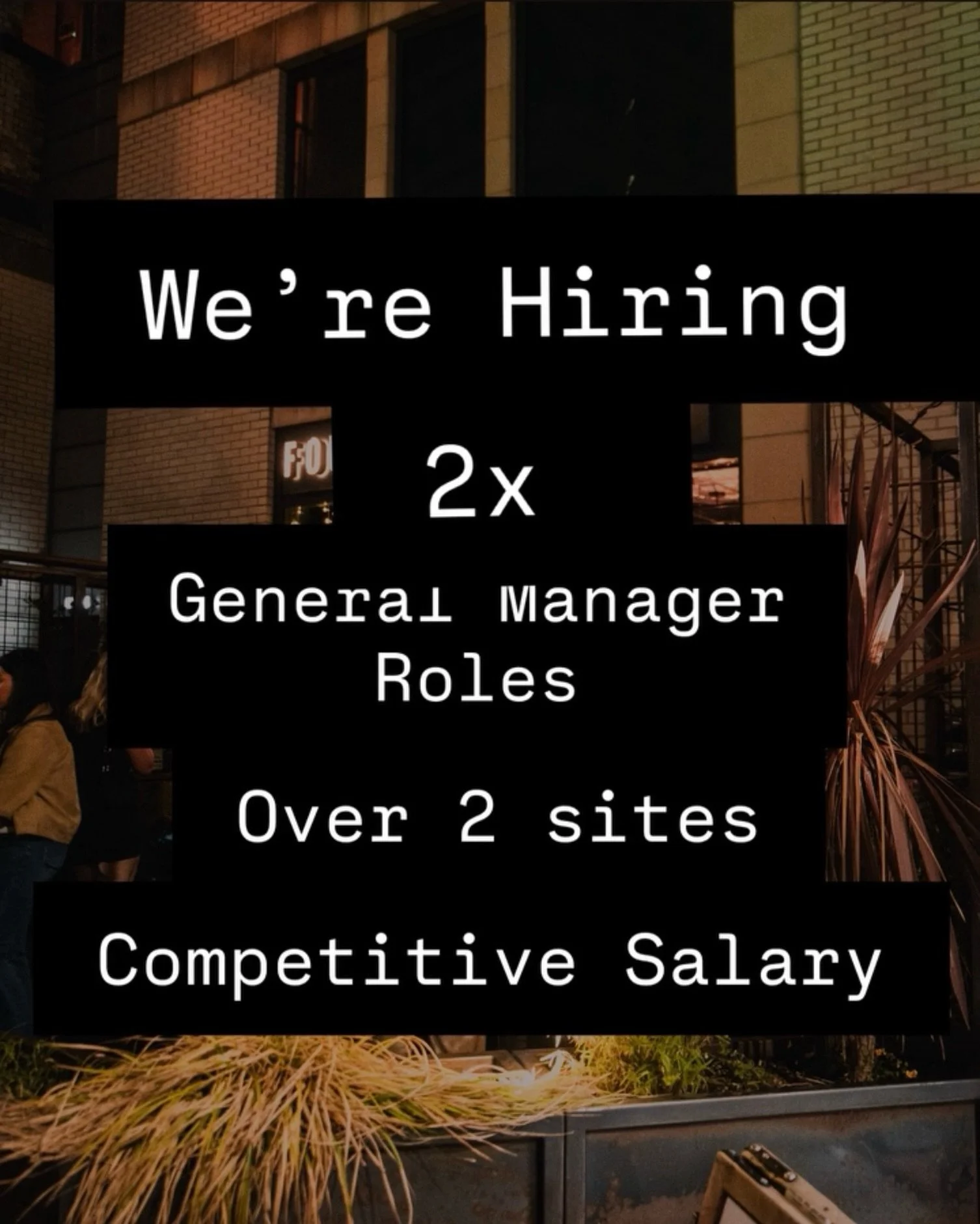 We&rsquo;re hiring. 

We&rsquo;re on the lookout for exceptional&nbsp;General Managers&nbsp;&amp;&nbsp;Assistant Managers&nbsp;to join our growing bar group in existing and new Harrogate Venues (HG1).

If you know how to:
Run a tight, high-energy ven