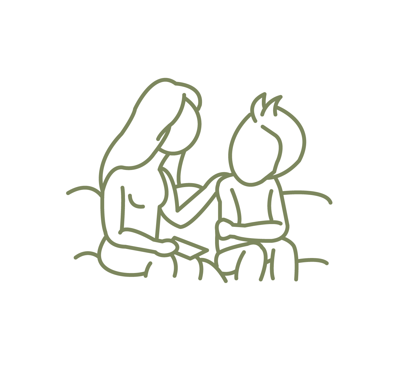 drawing of a teen boy sitting next to a therapist