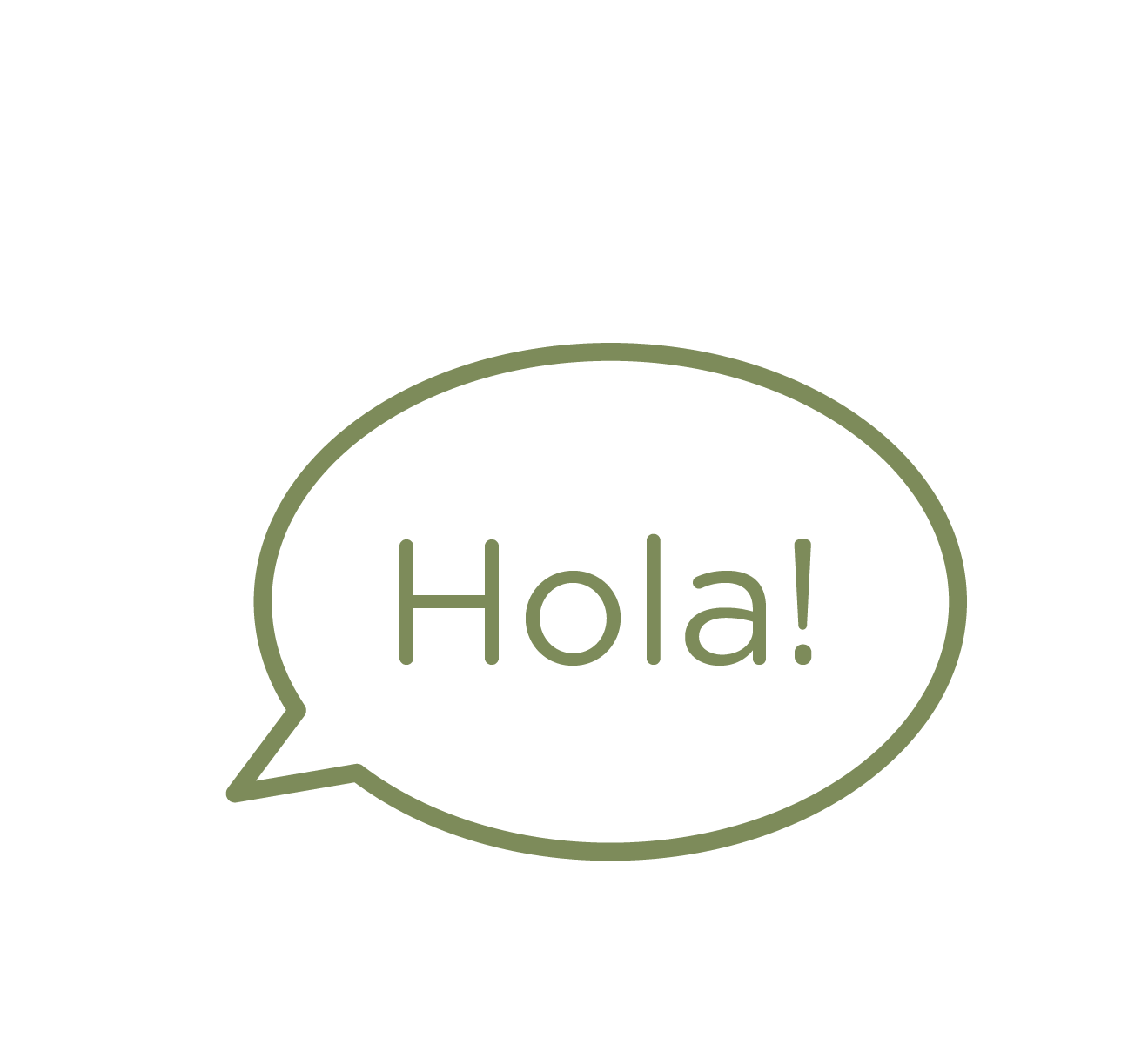 Drawing of the word HOLA inside a bubble