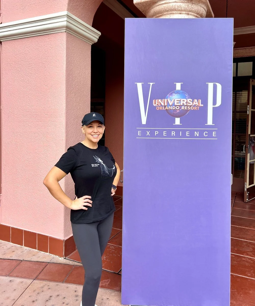 Stephanie at the entrance to the Universal Orlando VIP Experience