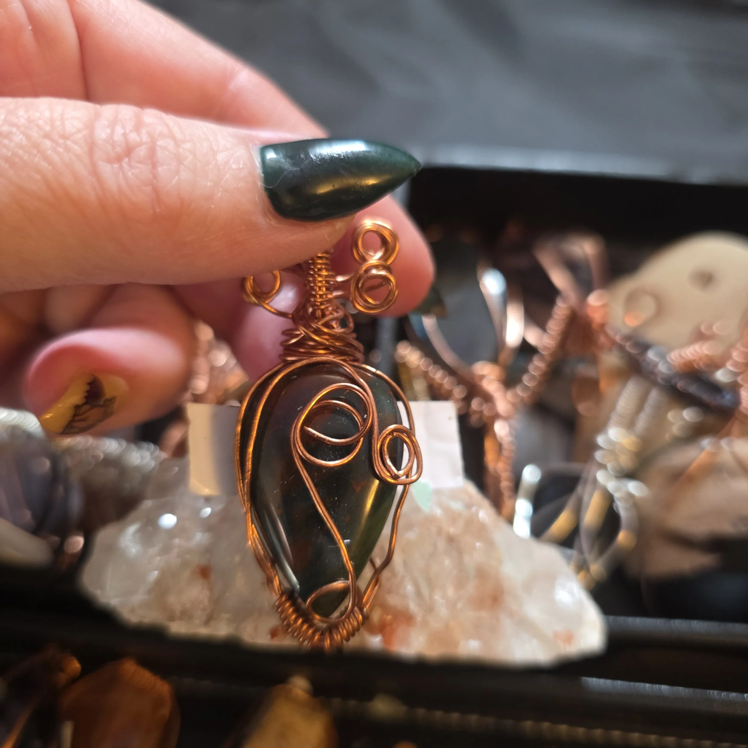 Tear drop bloodstone pendant