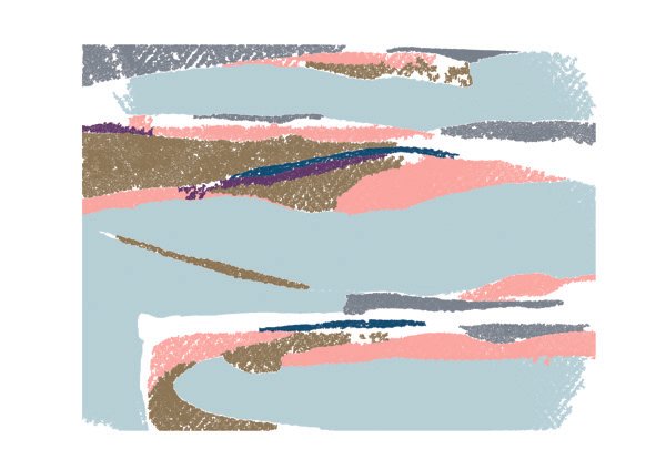 Abstract landscape painting with pastel colors and horizontal brushstrokes.