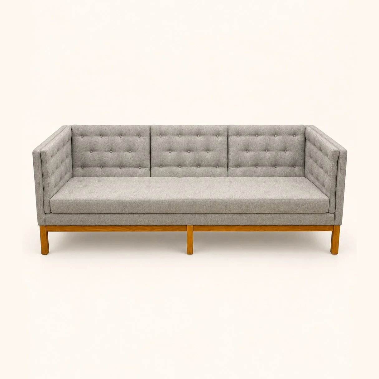 Buttoned Wooden-Frame Sofa — Before & After