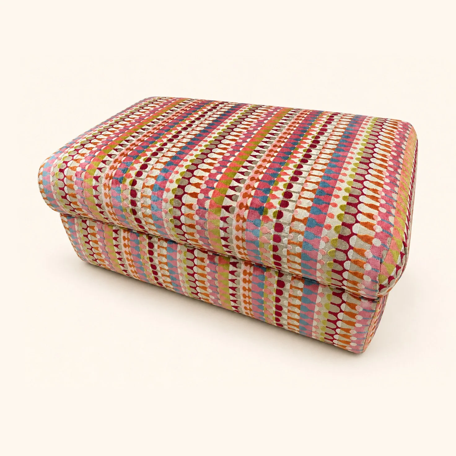Colourful Geometric Ottoman — Before & After