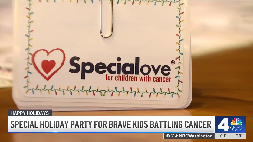 Photo of Special Love's local news coverage of their holiday party.