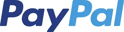 PayPal logo with blue and dark blue text.