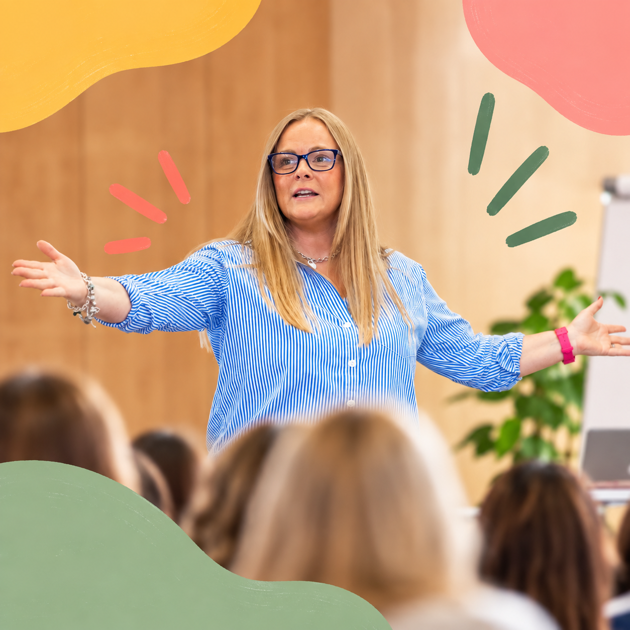 Alexandra Chiorando speaking to an audience during an early years training session.