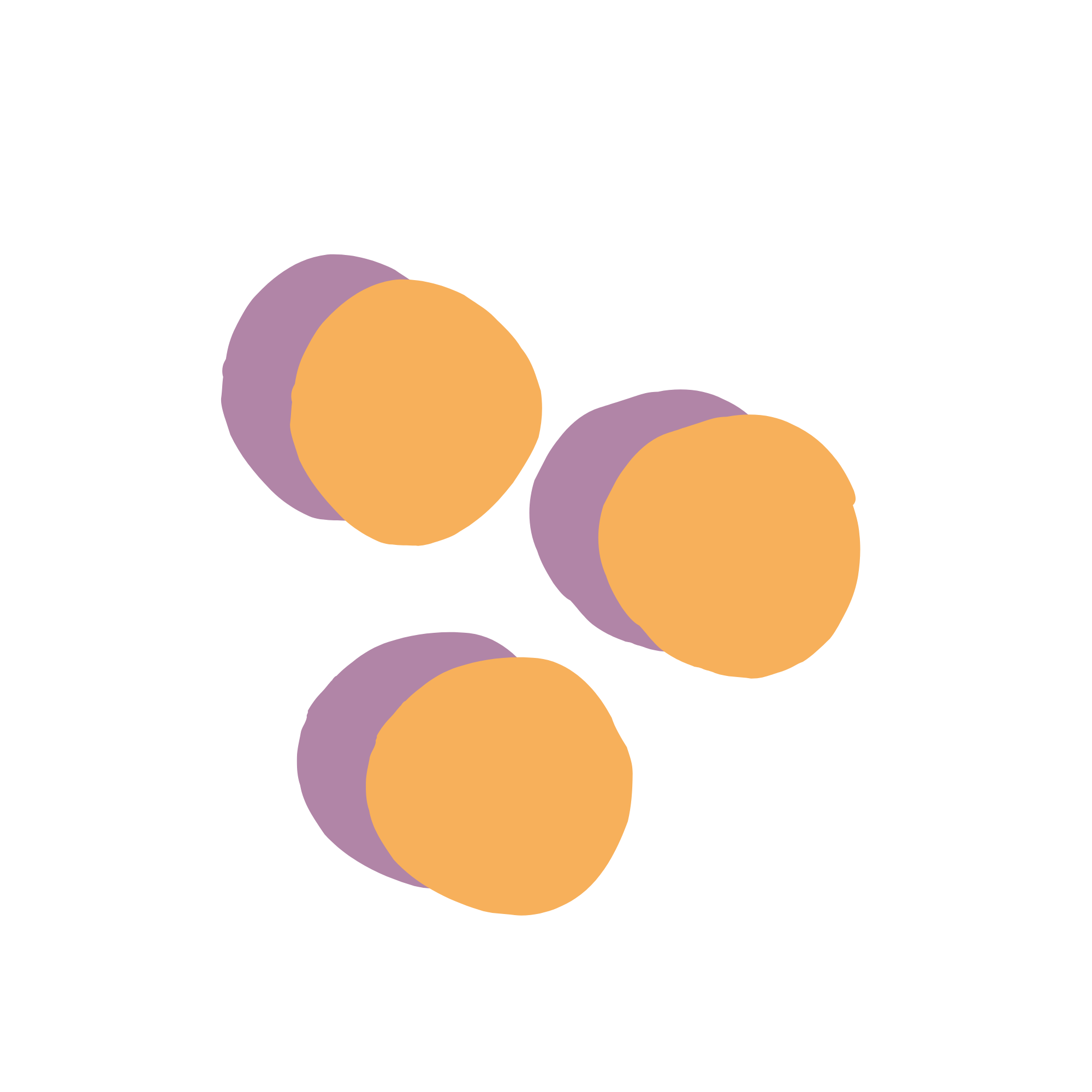 Three overlapping purple and orange circles on a black background