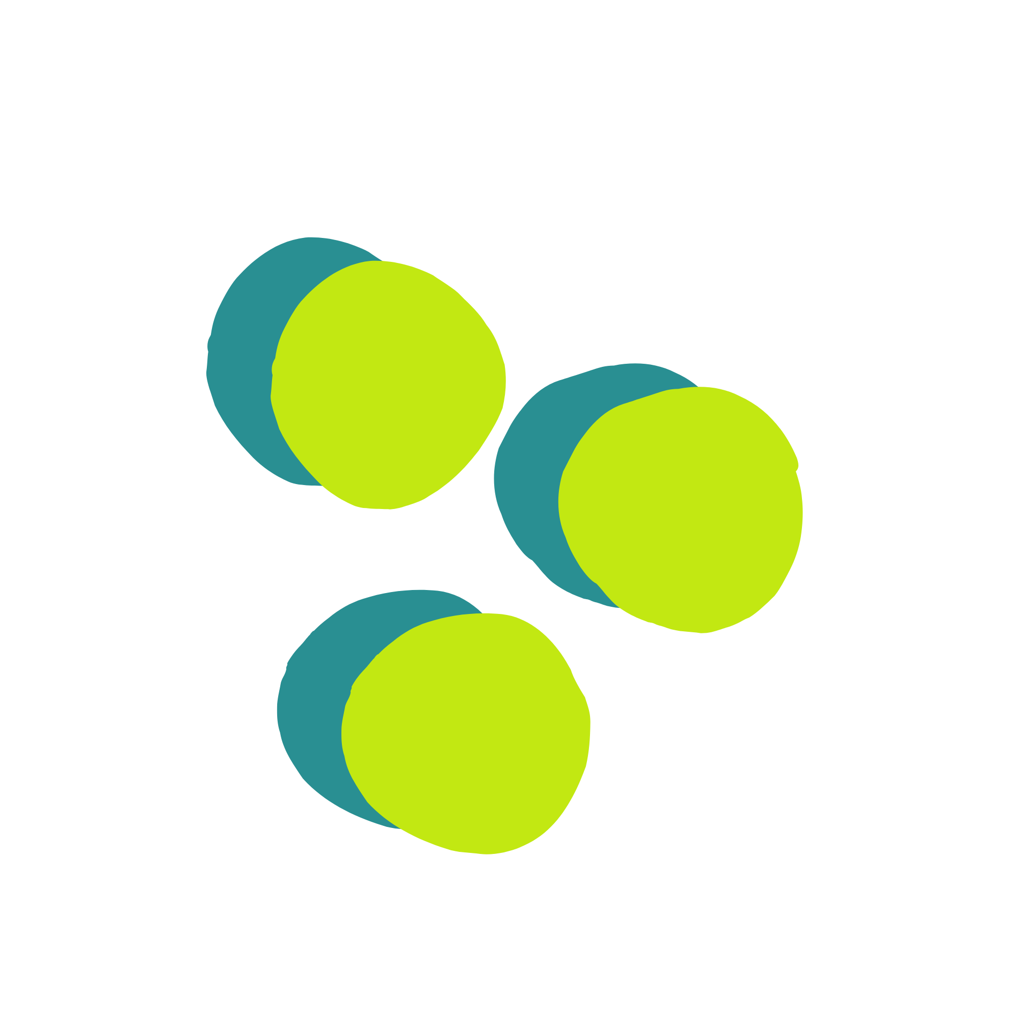 Stylized green and blue dots