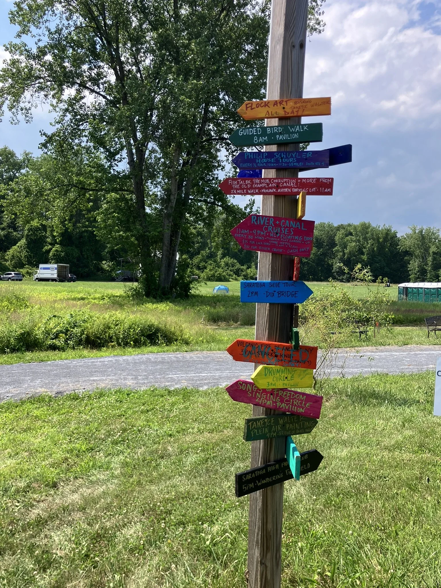  Signage highlighting the variety of free activities throughout the day in Schuylerville, NY on July 6, 2025 
