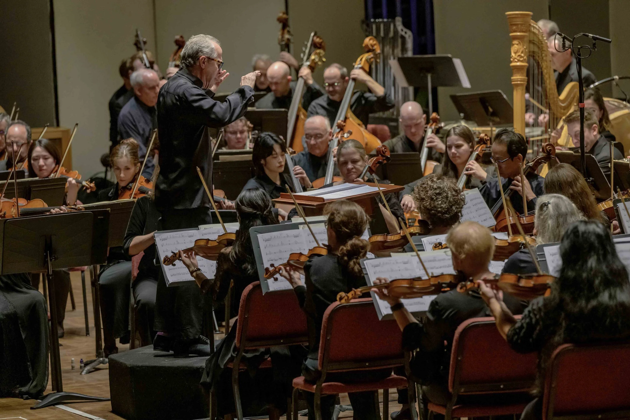 Albany Symphony Planned Giving photo of David Alan Miller conducting the orchestra