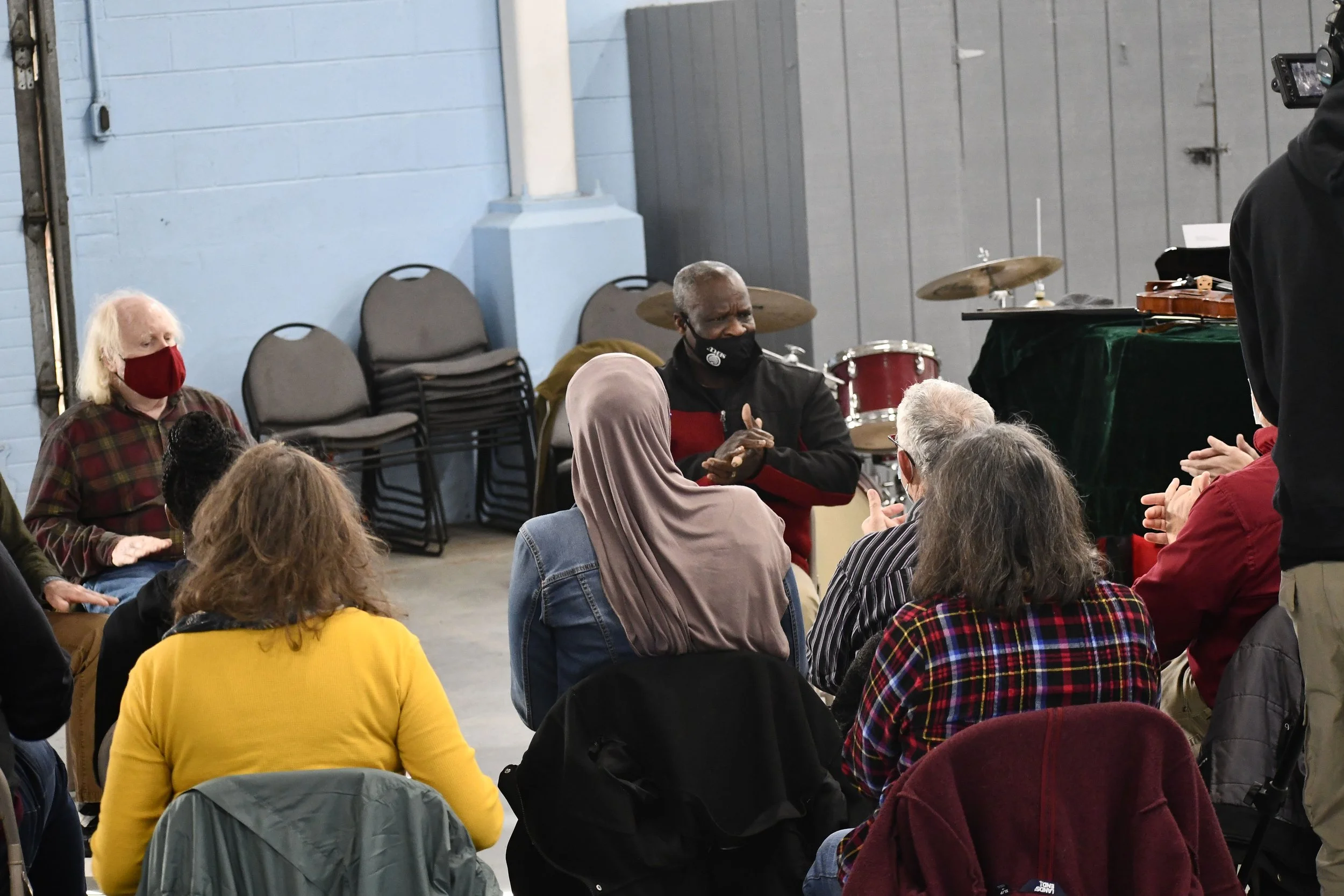  Local artist Zorkie Nelson facilitates a discussion. 