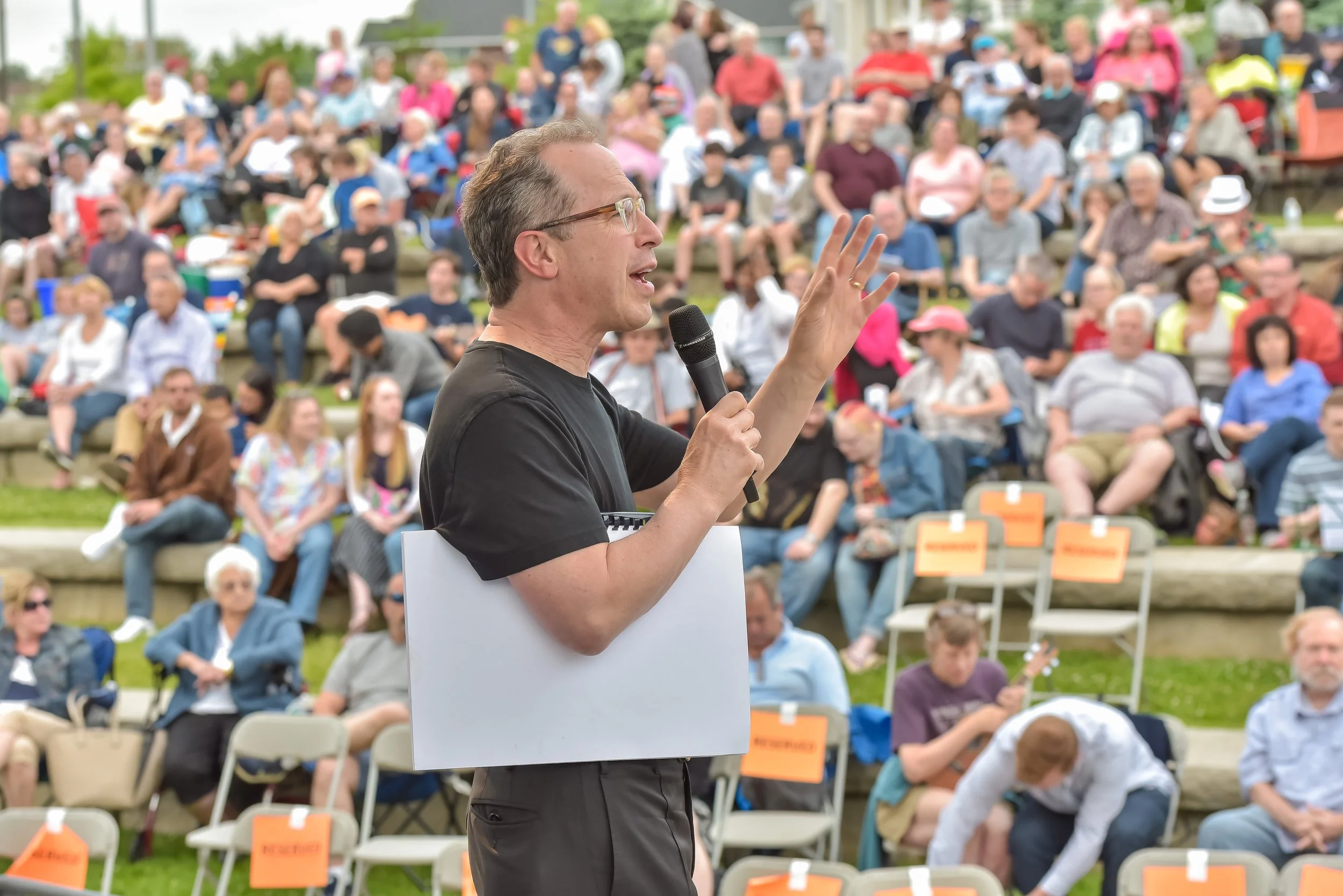  David Alan Miller at an outdoor performance in Troy as part of the 2018 American Music Festival. 