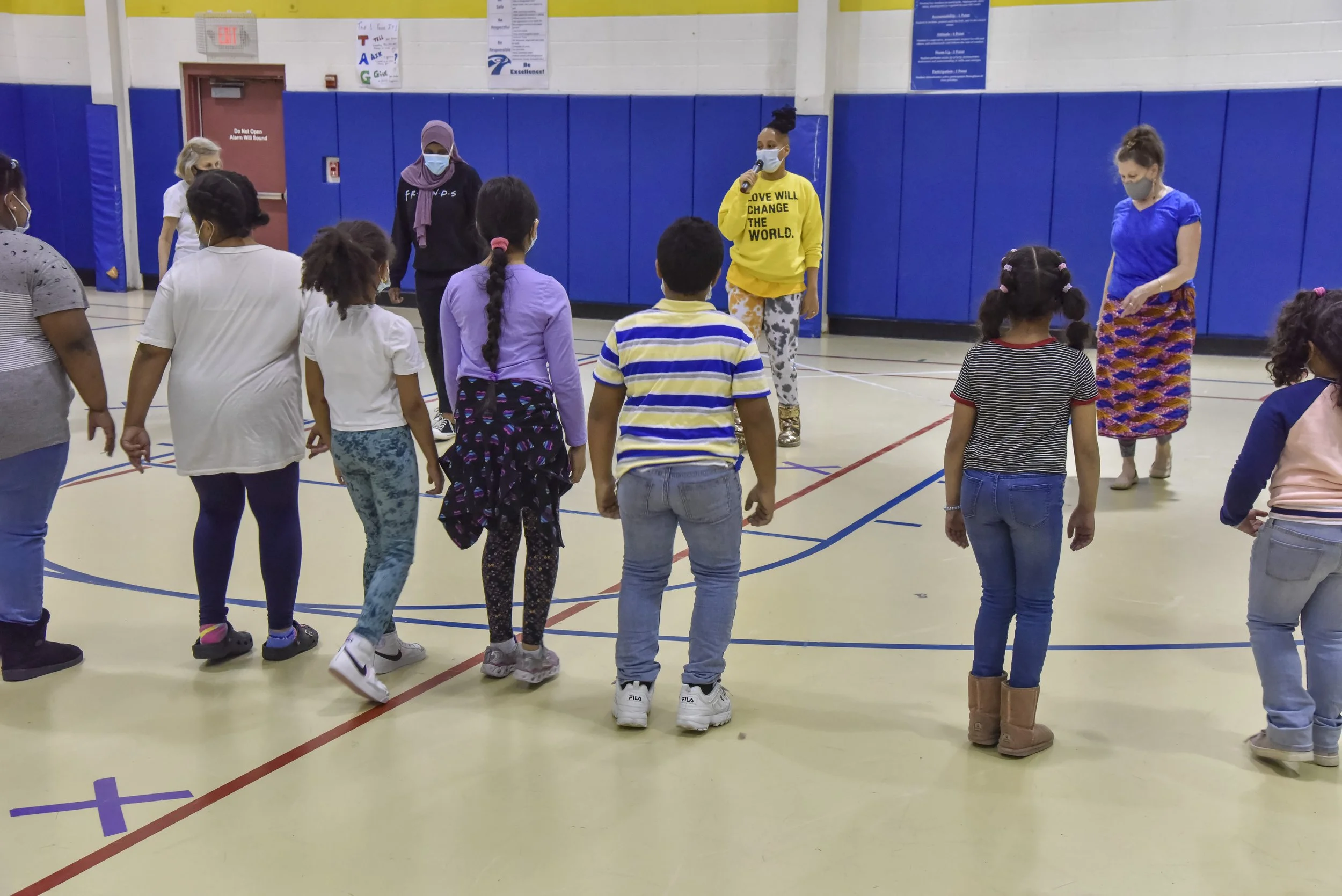  Students lining up for a Juba dance. 