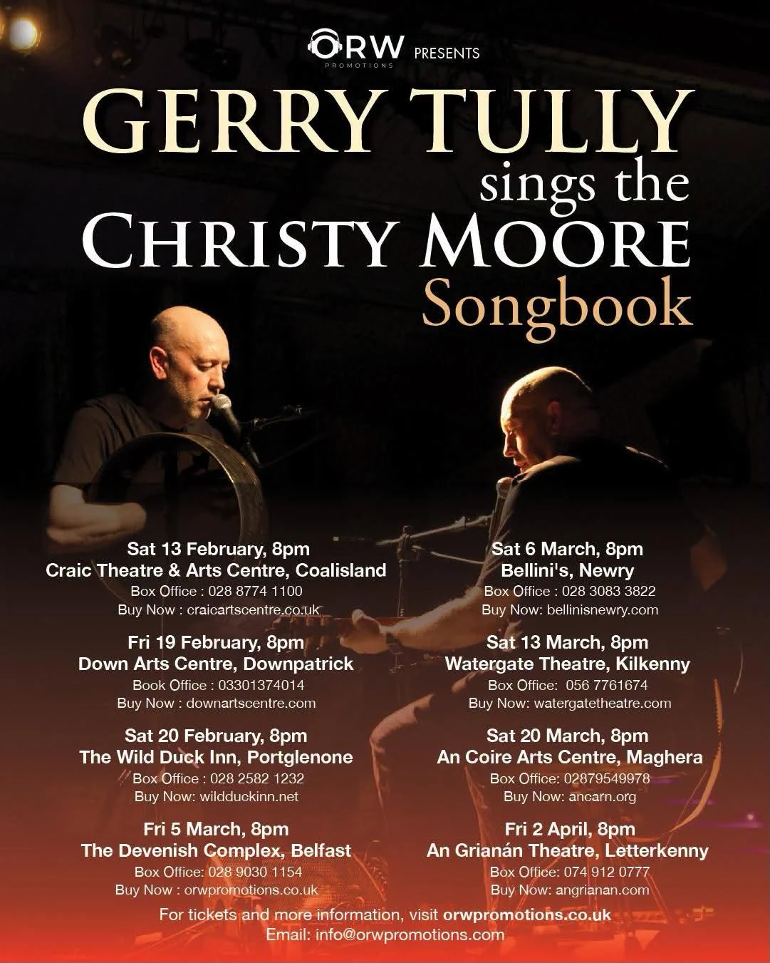 Poster advertising "Gerry Tully sings the Christy Moore Songbook," 2027 tour.