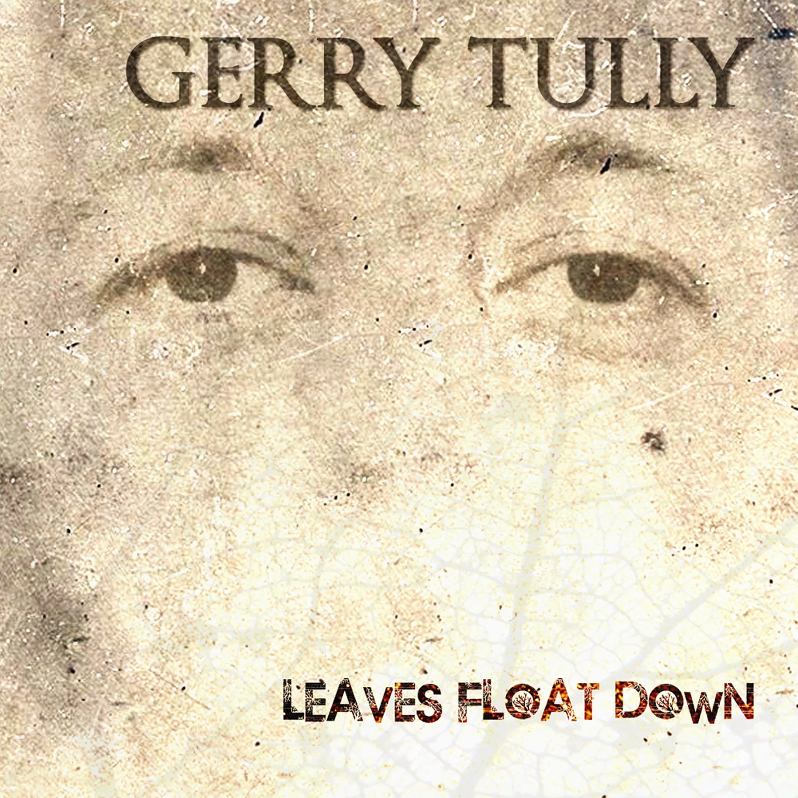 Album cover with a faded image of a face, the title 'GERRY TULLY' at the top, and the subtitle 'LEAVES FLOAT DOWN' at the bottom.