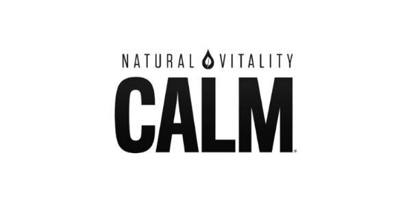 Black background with white text reading "Natural Vitality Calm" and a small drop icon.