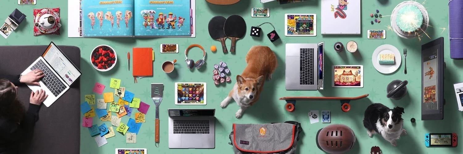 I directed this shoot, and we shot from a 2nd story down onto a white board. I isolated shadows to make them transparent, and cut each object, to assemble into this knolling-style image.