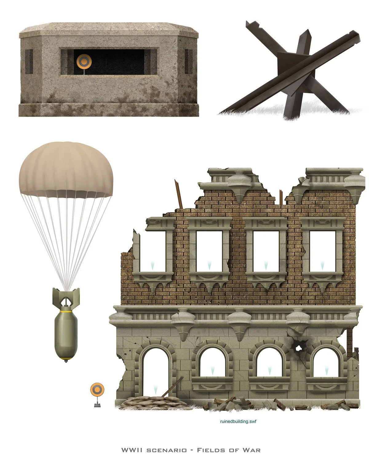 WW2 gun targets and backdrops.