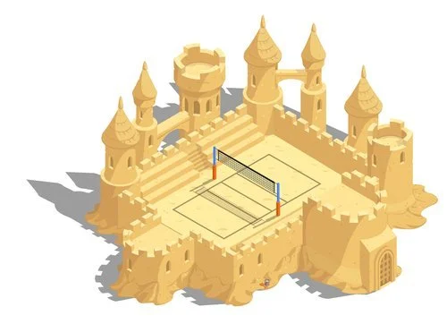 The level three upgrade of a sand castle