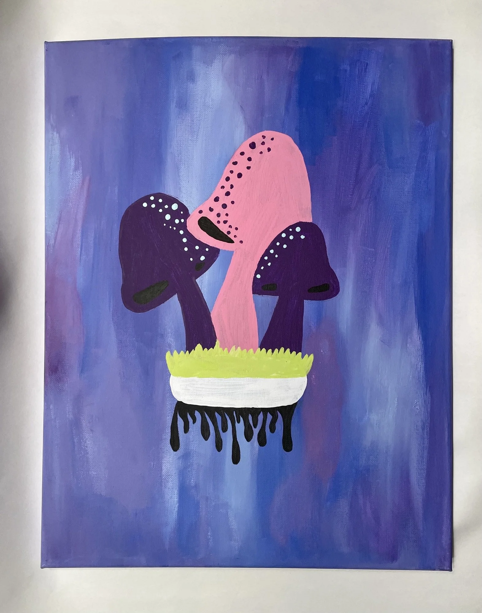 mushroom drip acrylic painting