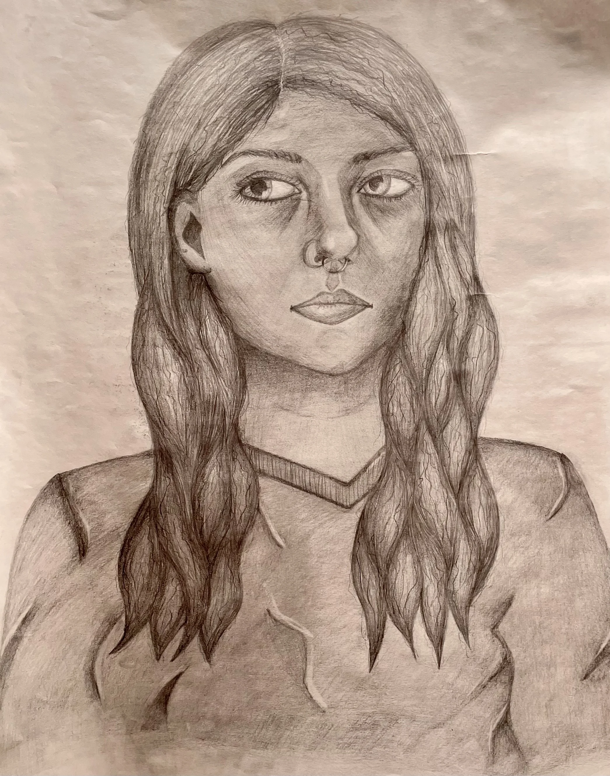 self portrait charcoal drawing