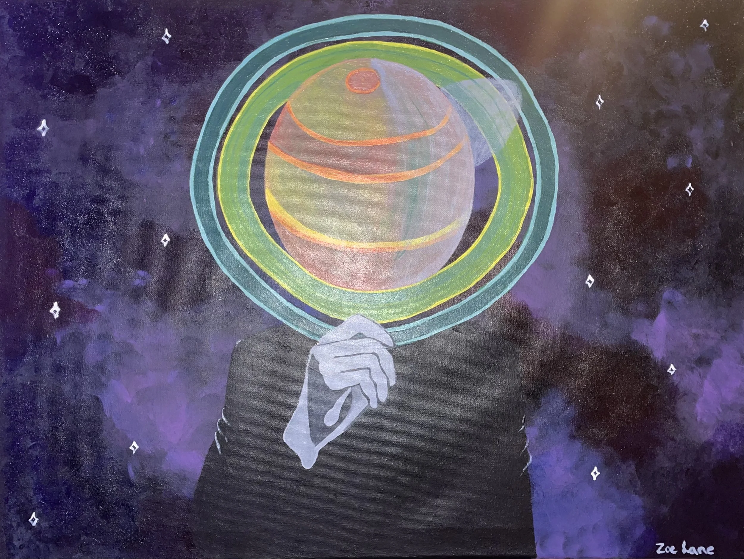 jupiter's mask acrylic painting