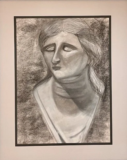 soft lady charcoal drawing