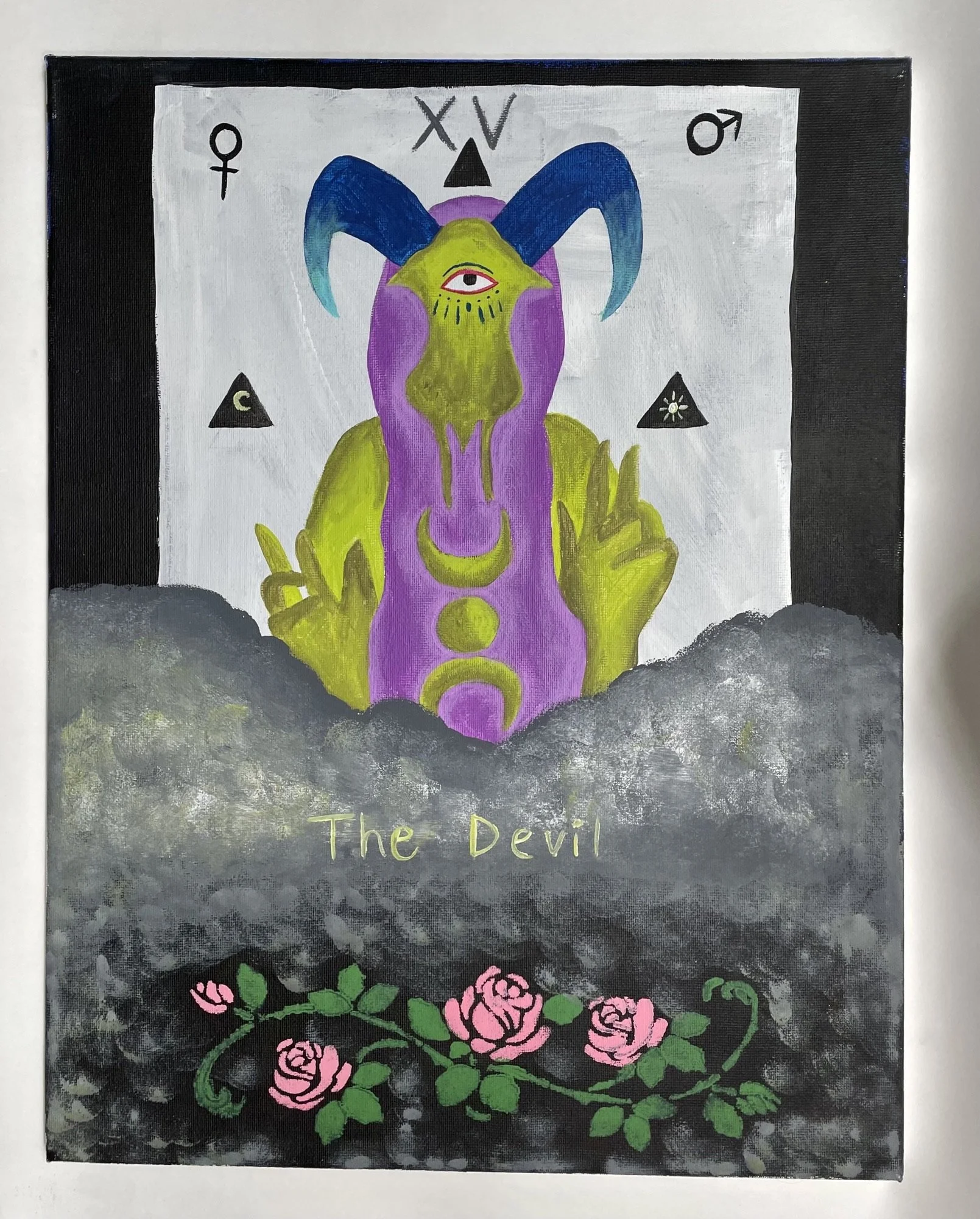 devil tarot card acrylic painting