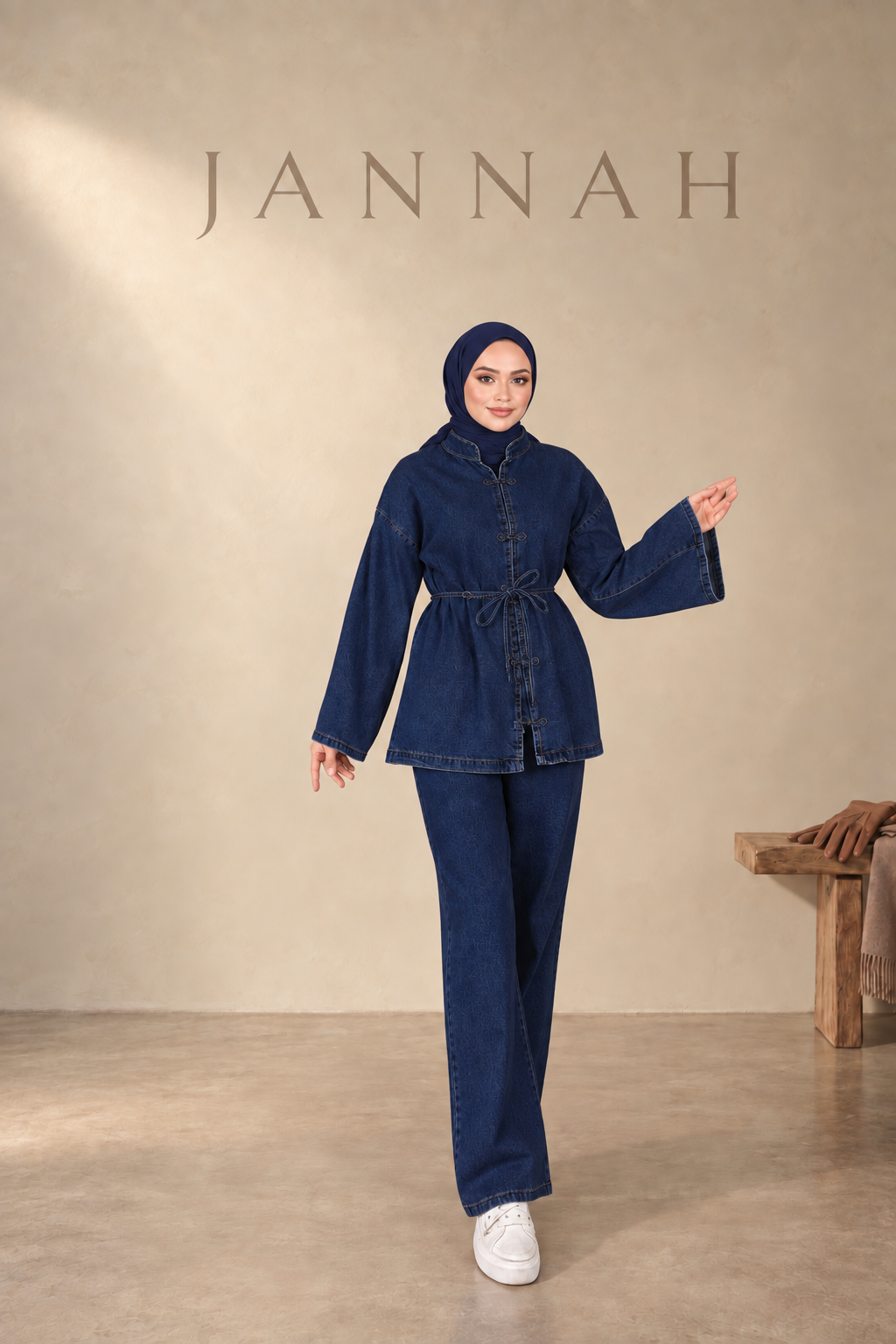 Jannah Knot Detail Denim Set