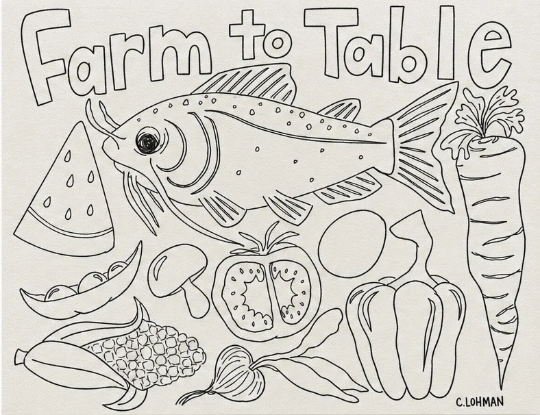 Nutrition lesson plan Illustration, pen and ink