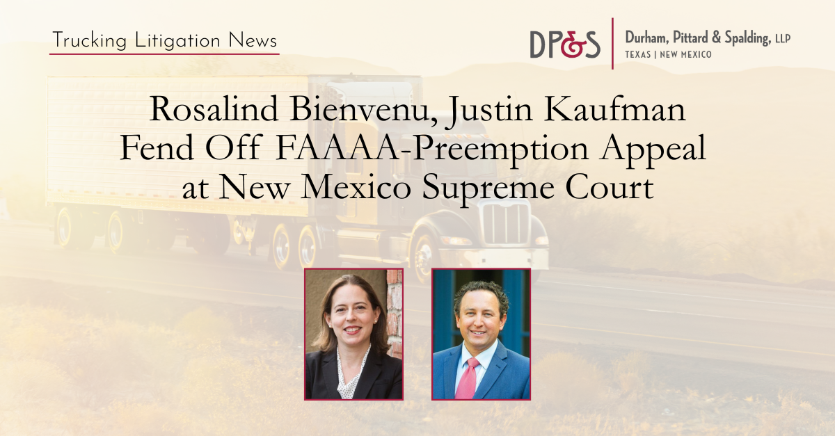 Roz Bienvenu, Justin Kaufman fend off FAAAA-preemption appeal