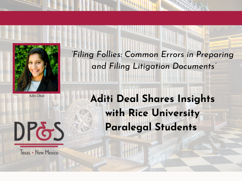 Aditi Deal Shares Insights with Rice University Paralegal Students
