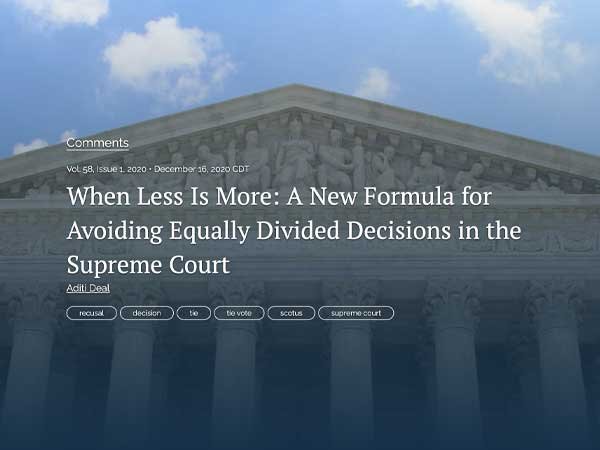Aditi Deal’s law review article cited by STCL professor in Constitutional Law article!